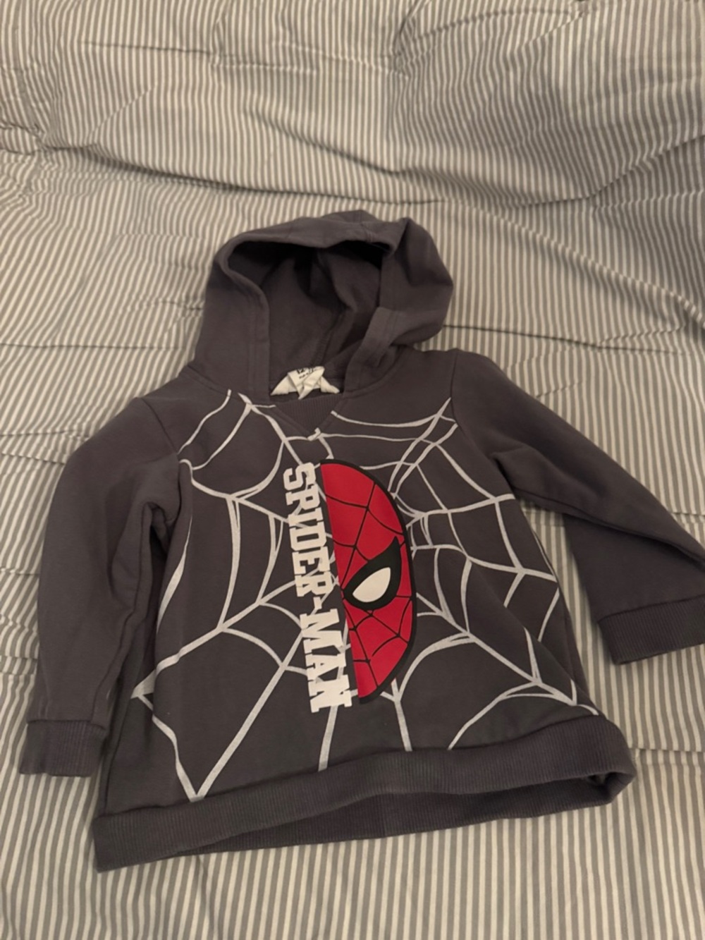 Kids Gray Spider-Man Hooded Sweatshirt with Red Graphic